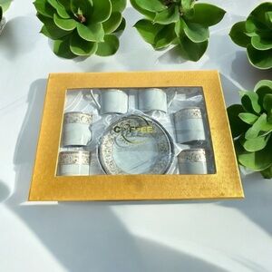 Aramco Imports Fine Porcelain 12 pc Coffee Me Coffe Set Gold & White